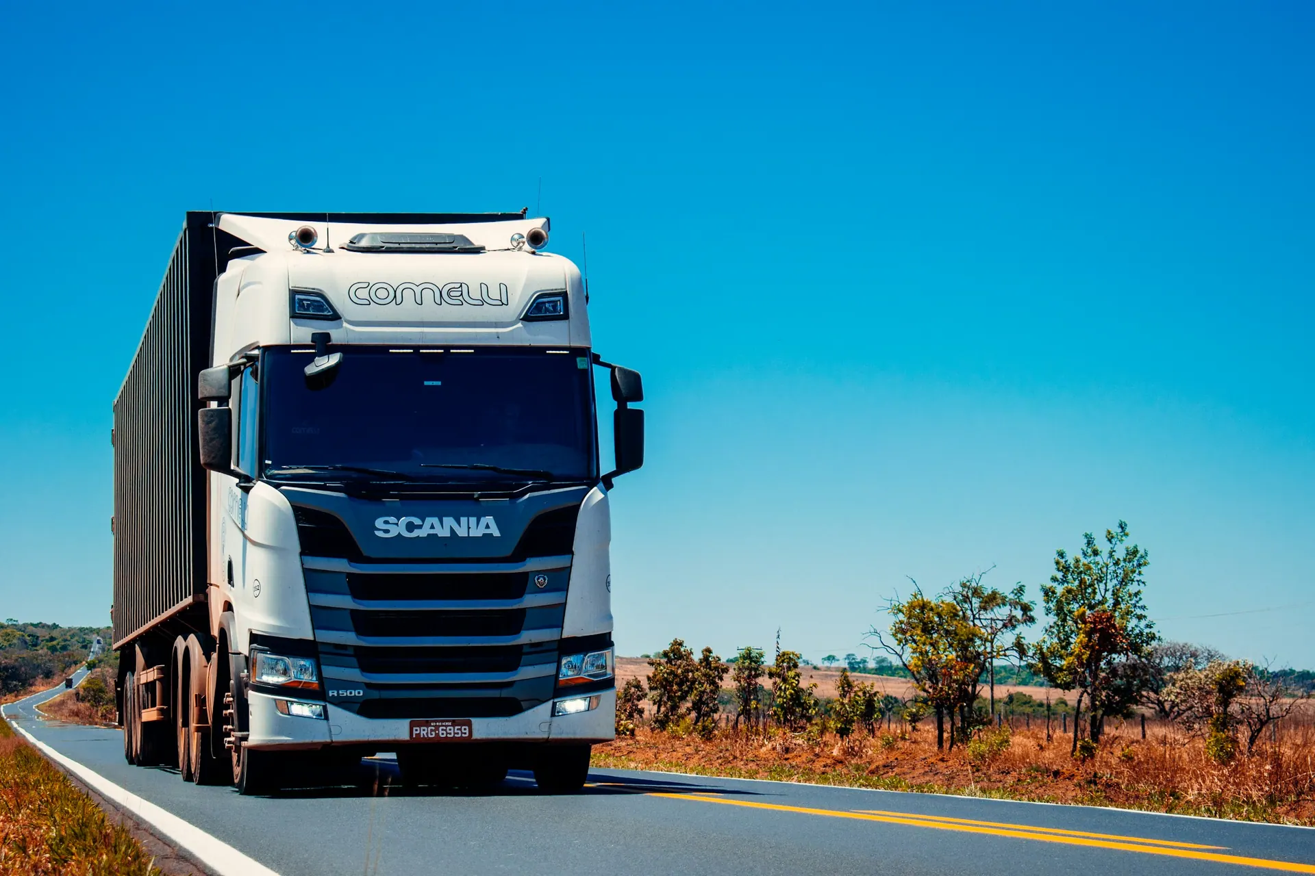 Cargo truck on the road (illustrative)